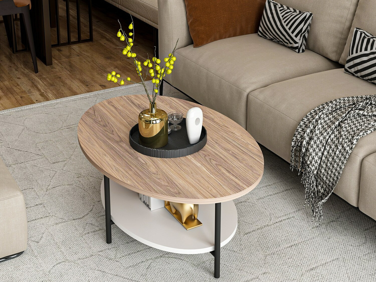 Dohányzóasztal Kailua 2460 (Fehér + Tölgy)