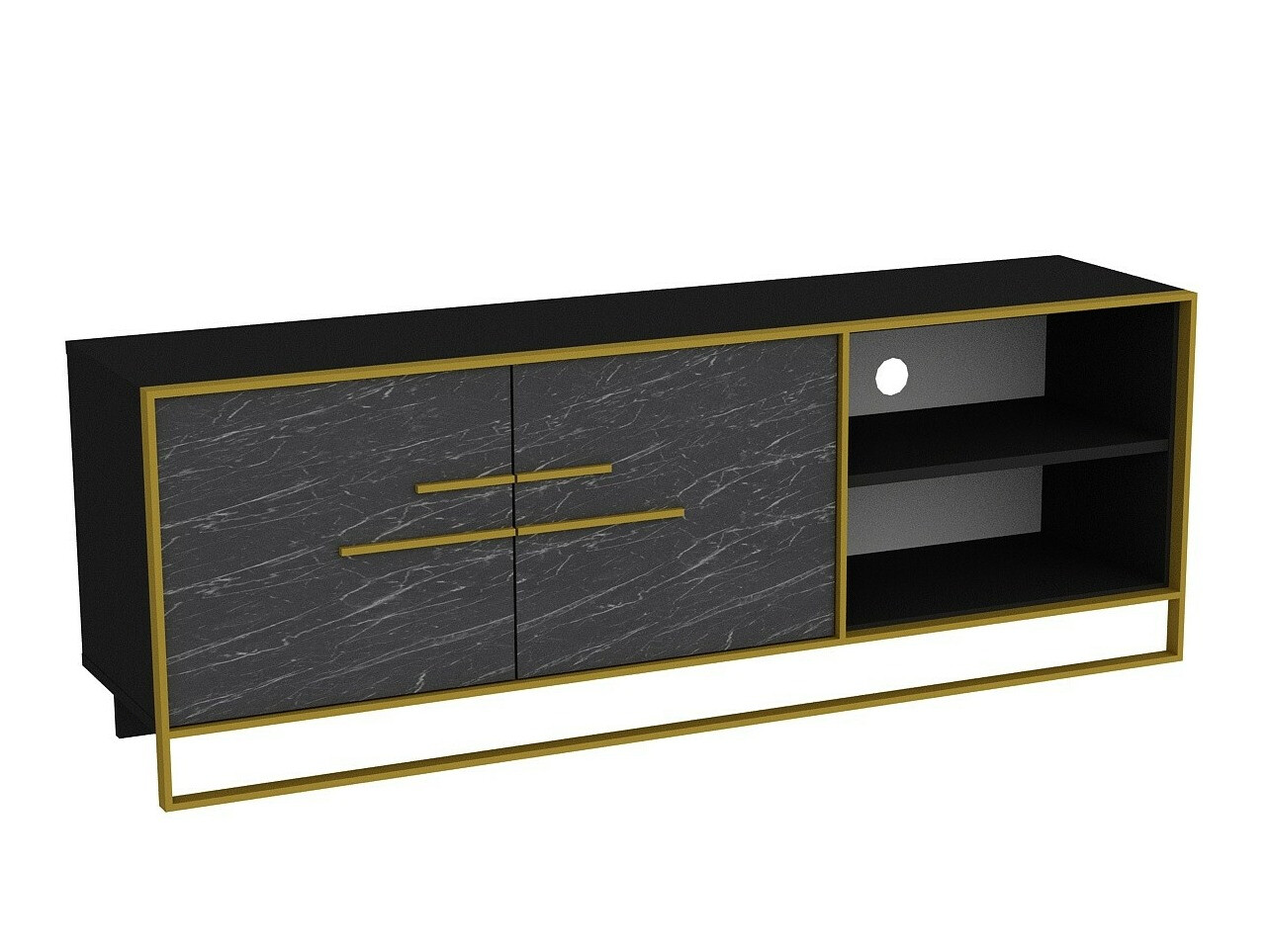 TV-állvány Kailua 1169 (Aranysárga + Fekete márvány)
