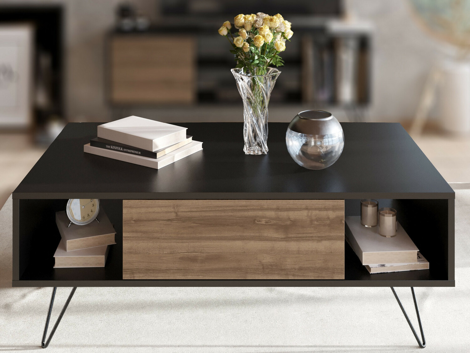 Dohányzóasztal Kailua 1211 (Fekete + Dió)