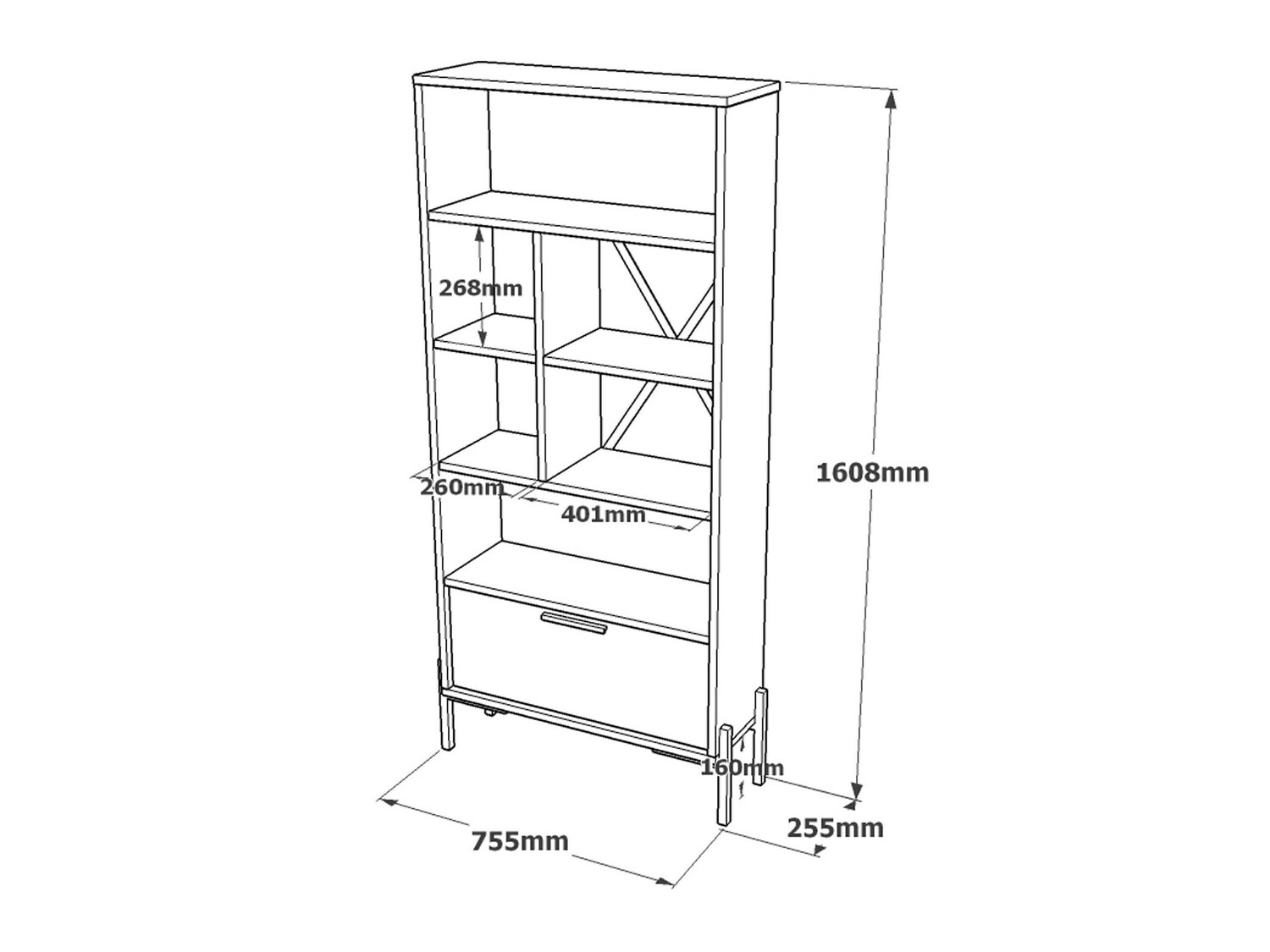 Könyvespolc Kailua 1213