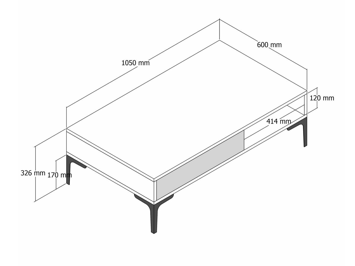 Dohányzóasztal Kailua 1239 (Dió + Fehér márvány)