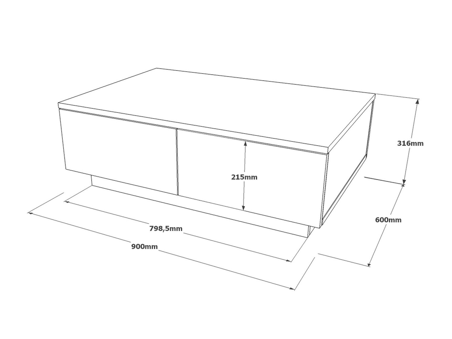 Dohányzóasztal Kailua 1248 (Antracit + Világosszürke)