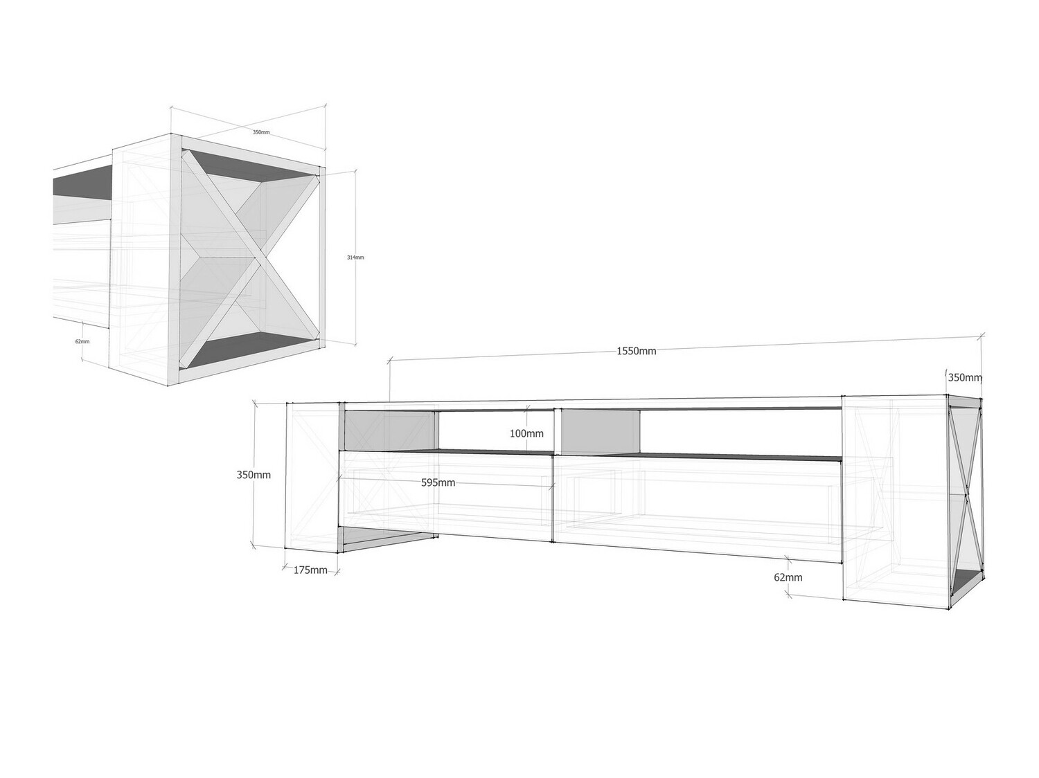 TV-állvány Kailua 1240 (Fehér)