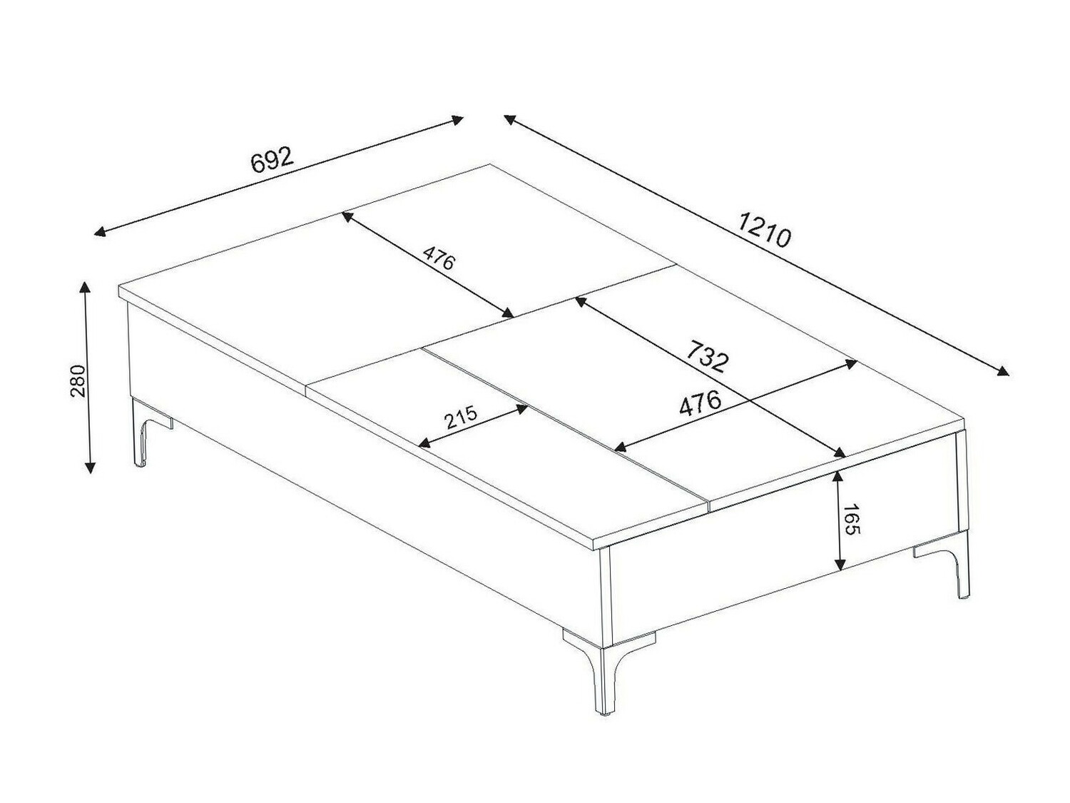 Kihajtható dohányzóasztal Kailua 1296 (Fehér)