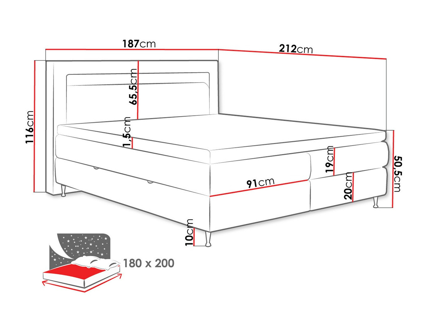 Kontinentális ágy ComfiDream 182 (Fresh 13)