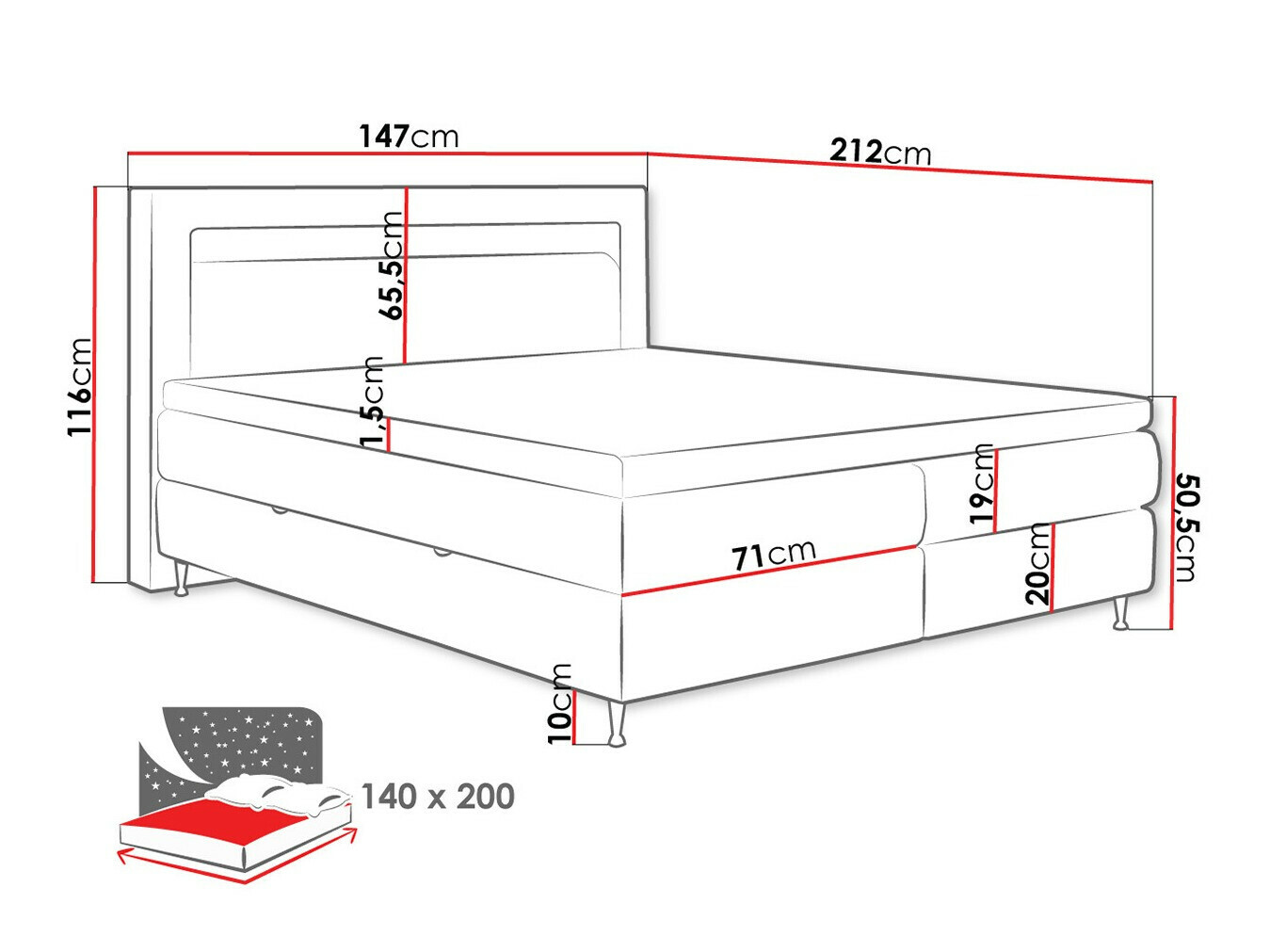 Kontinentális ágy ComfiDream 182 (Soft 017)