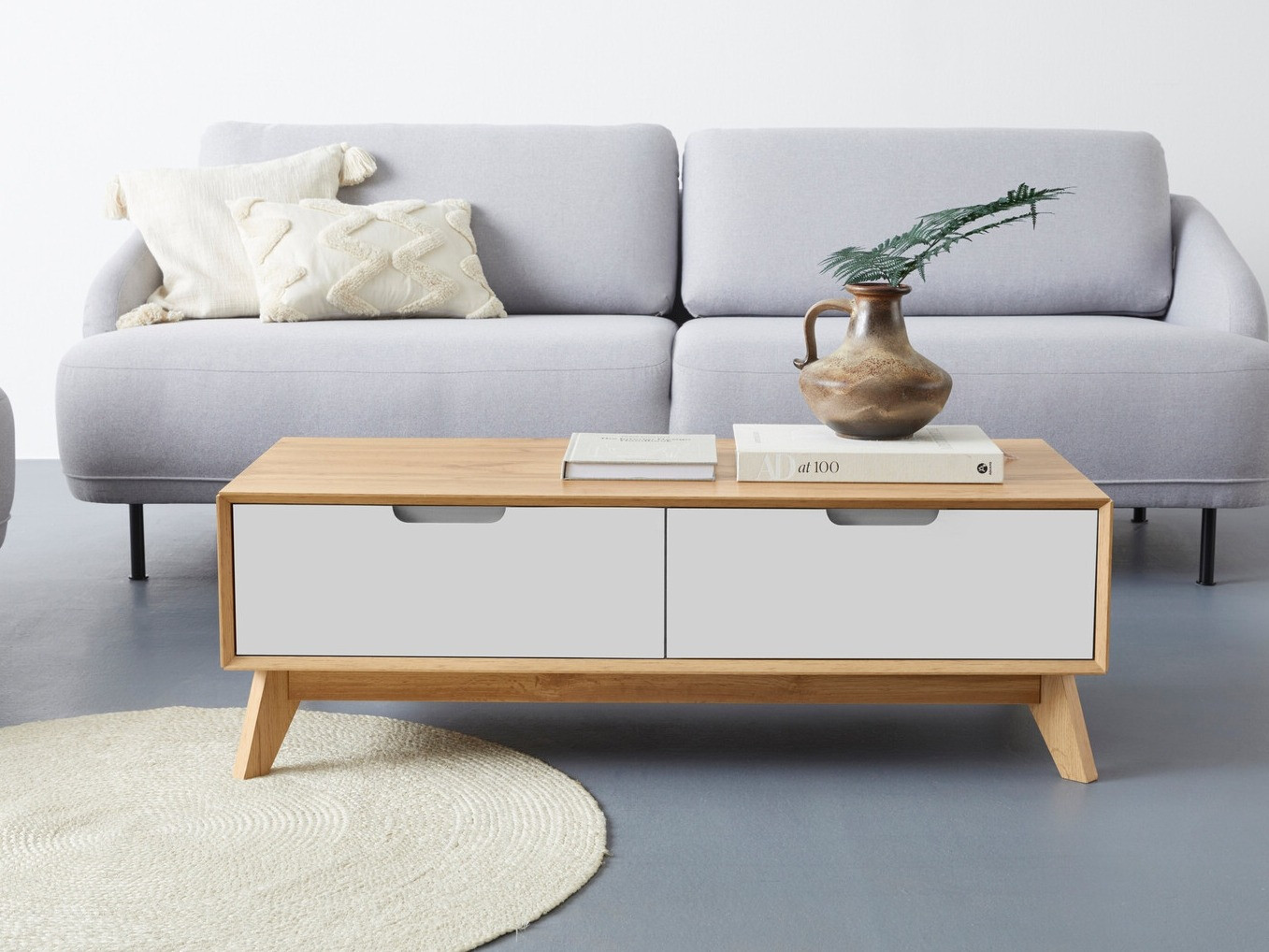 Dohányzóasztal Dorvou 103 (Fehér + Tölgy)