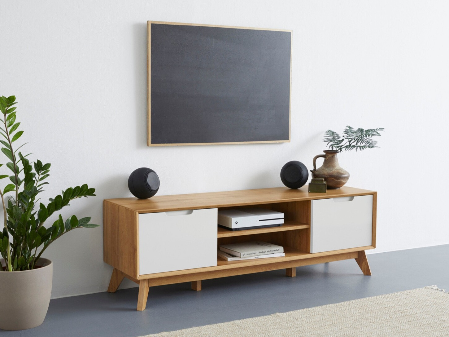 TV-állvány Dorvou 102 (Fehér + Tölgy)