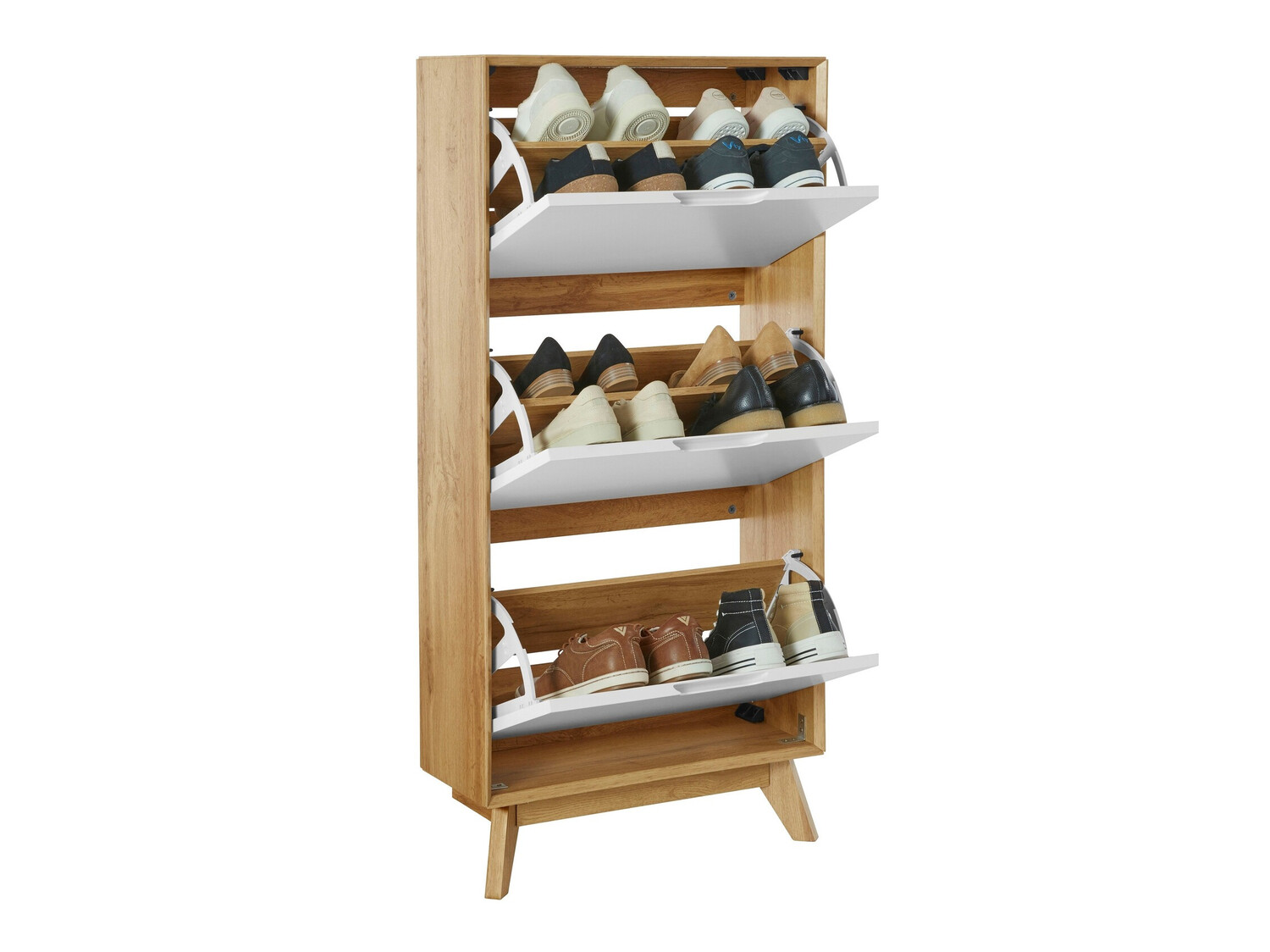 Cipőtároló Dorvou 104 (Fehér + Tölgy)