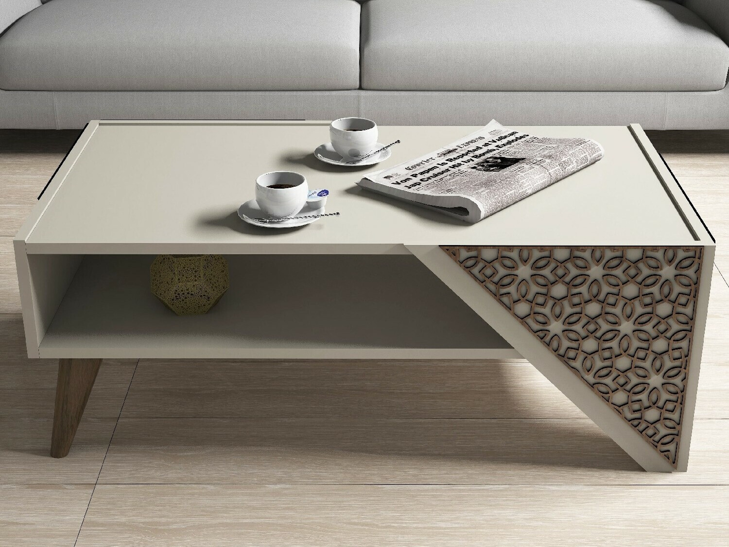 Dohányzóasztal Kailua 1375 (Krém + Világos fa)