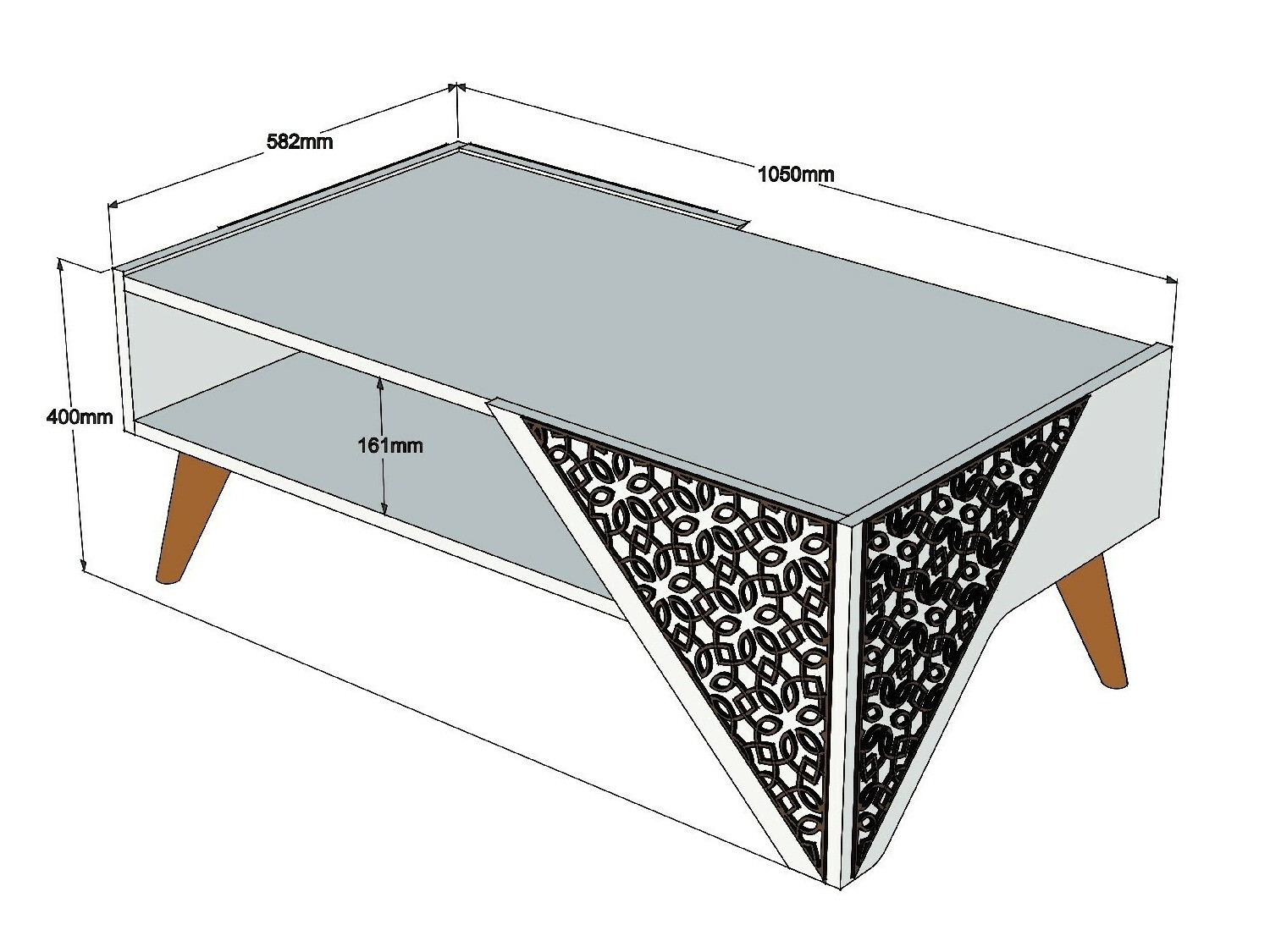 Dohányzóasztal Kailua 1375 (Krém + Világos fa)