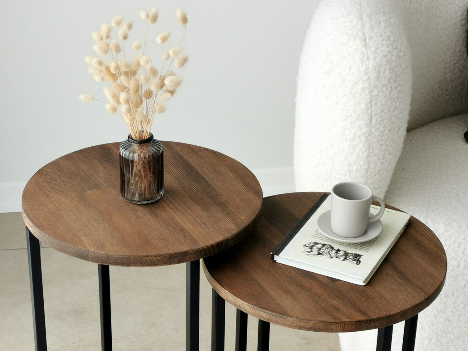 Oldalsó asztalok szett Kailua 1625 (Fekete + Dió)