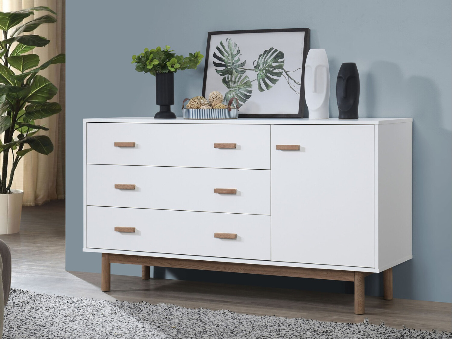 Komód Nolcalu 100 (Fehér + Tölgy)