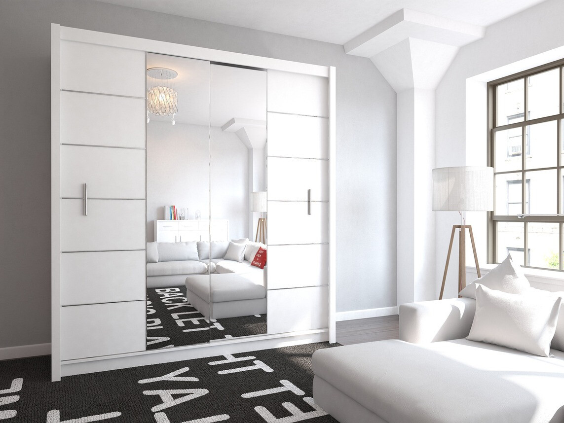 Gardróbszekrény Honolulu 193 (Fehér + tükör)