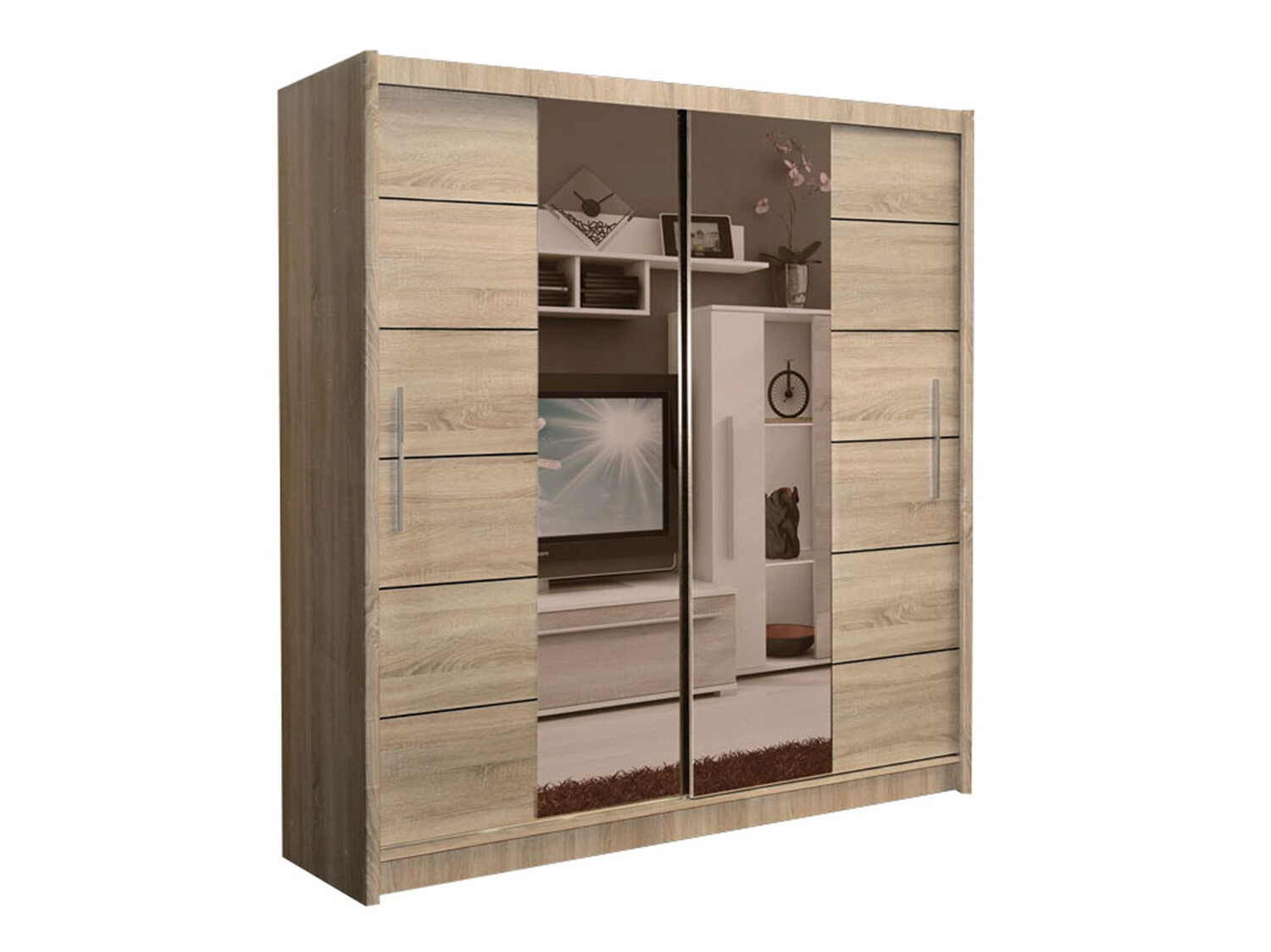 Gardróbszekrény Honolulu 193 (Sonoma tölgy + színezett tükör)