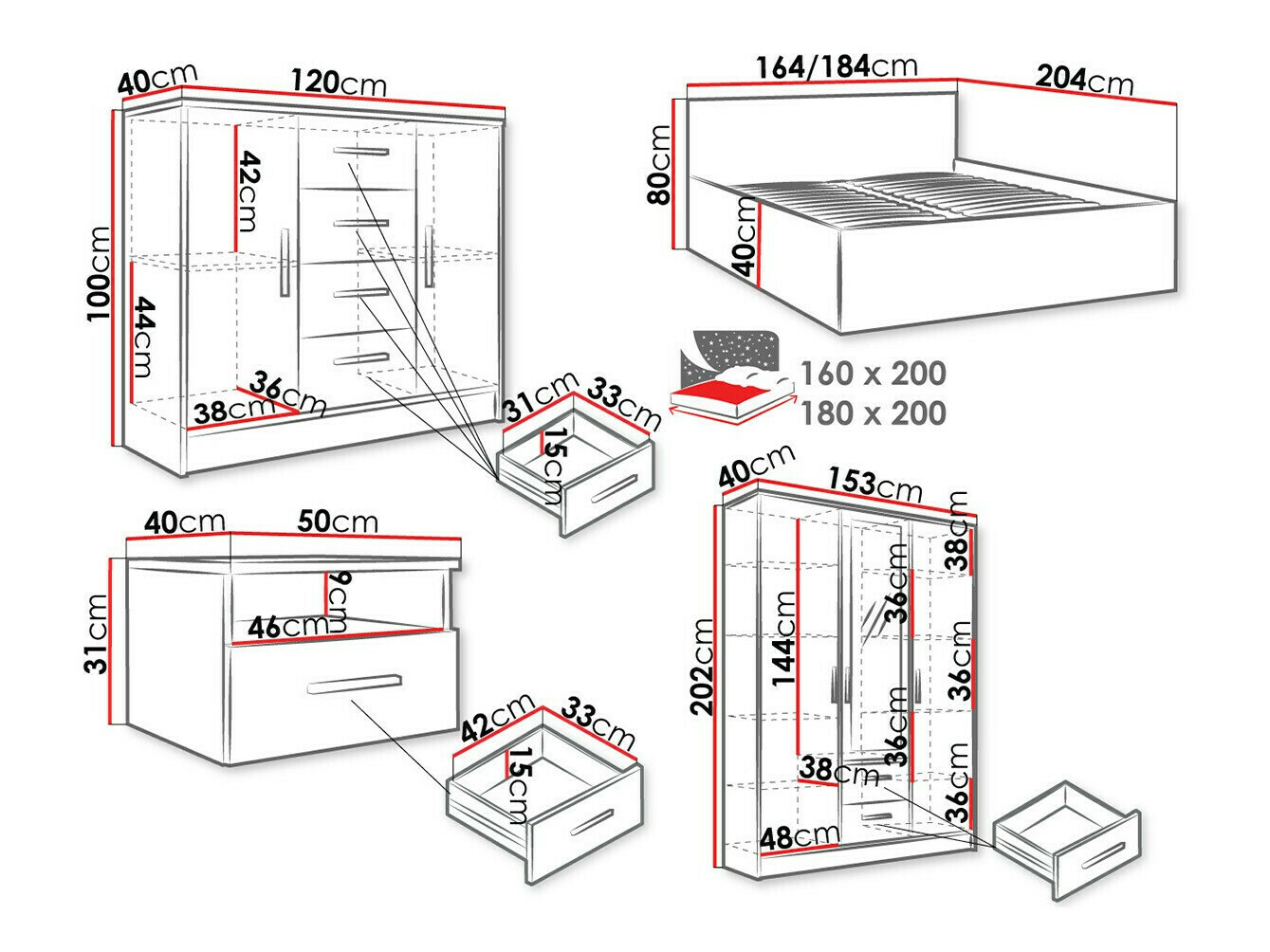 Hálószoba garnitúra Comfivo Pastor