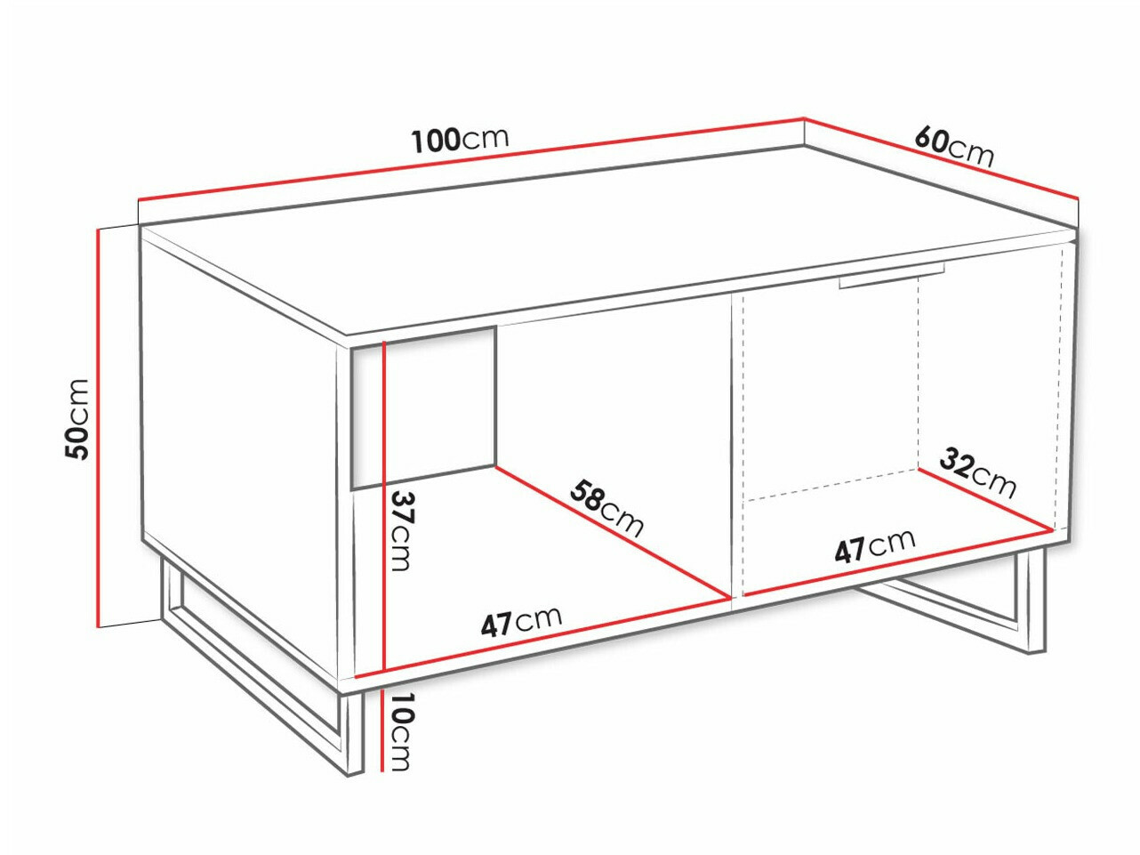 Dohányzóasztal Sarasota 181 (Fekete + Grafit)