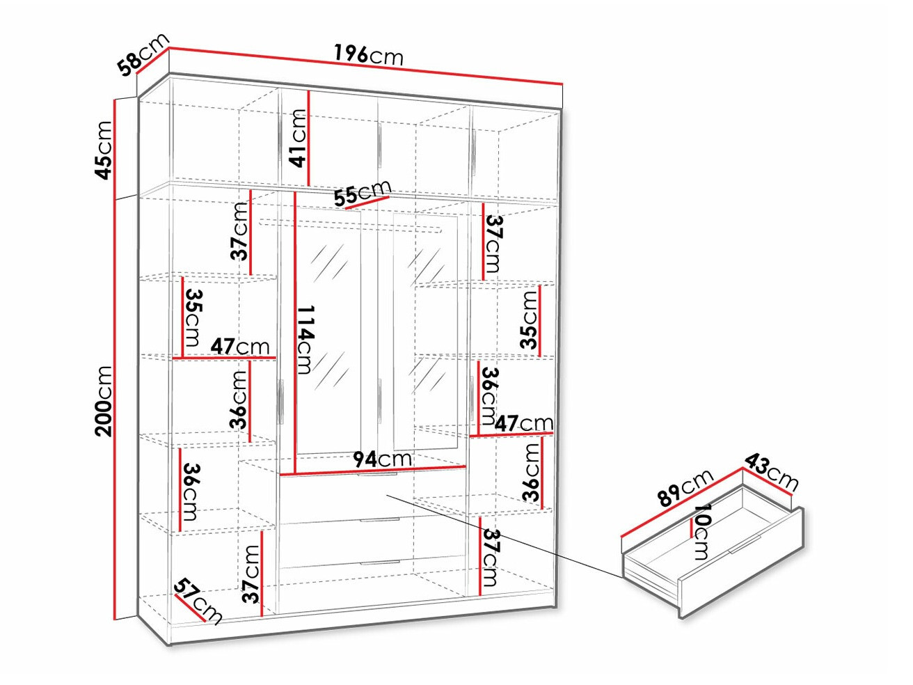 Gardróbszekrény Ophdome 107