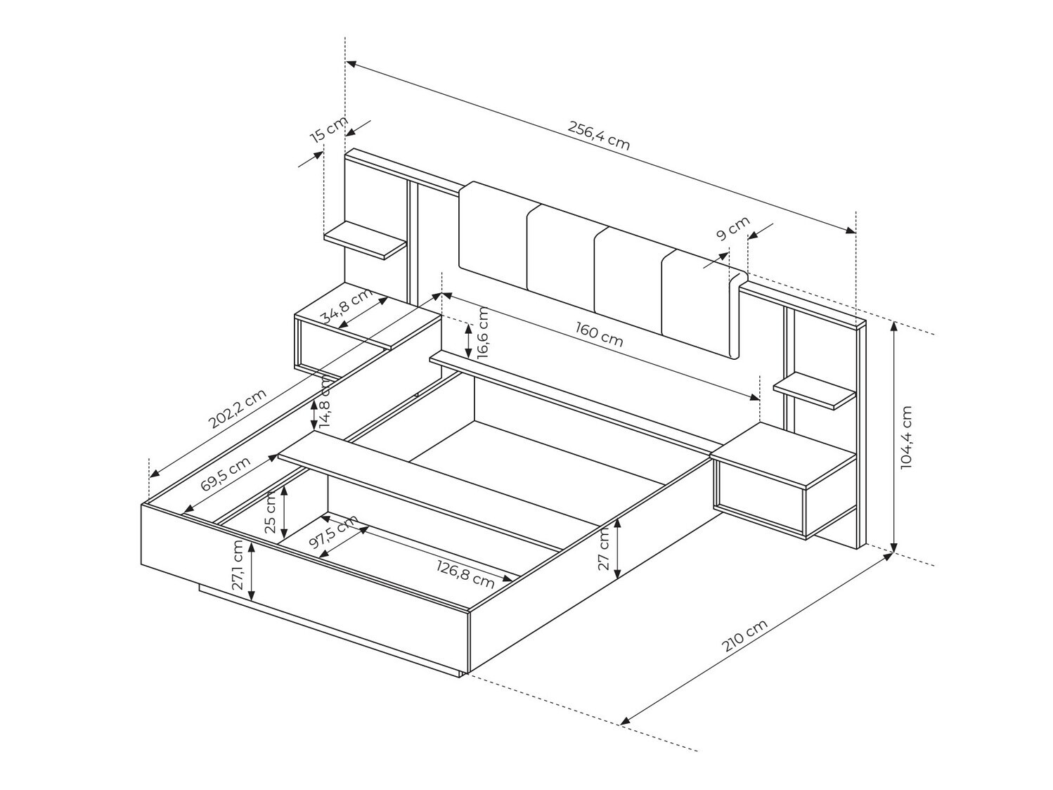 Ágy Orltoru 112 Éjjeliszekrényekkel