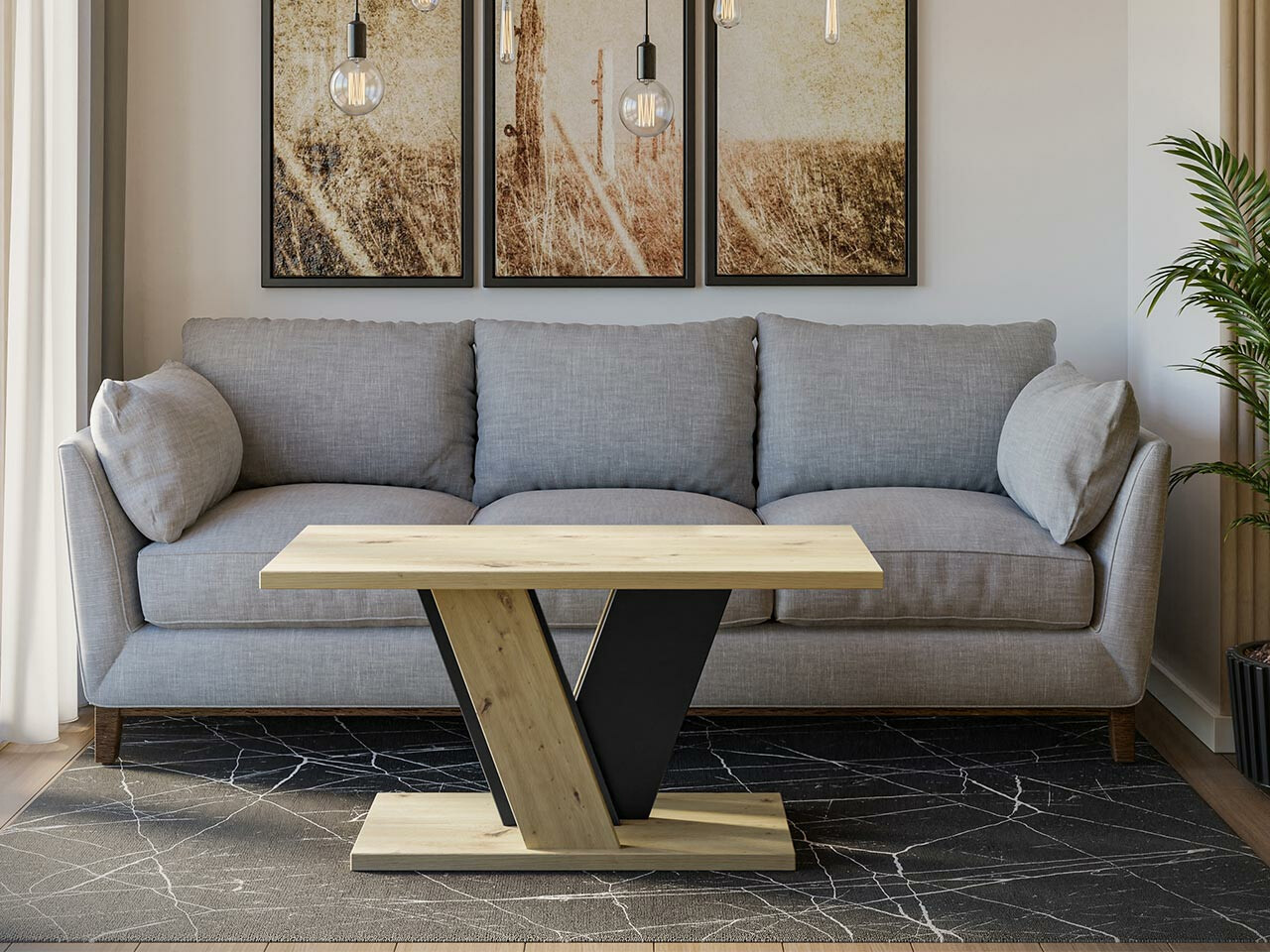 Dohányzóasztal Goodyear 128 (Artisan tölgy + Fekete)