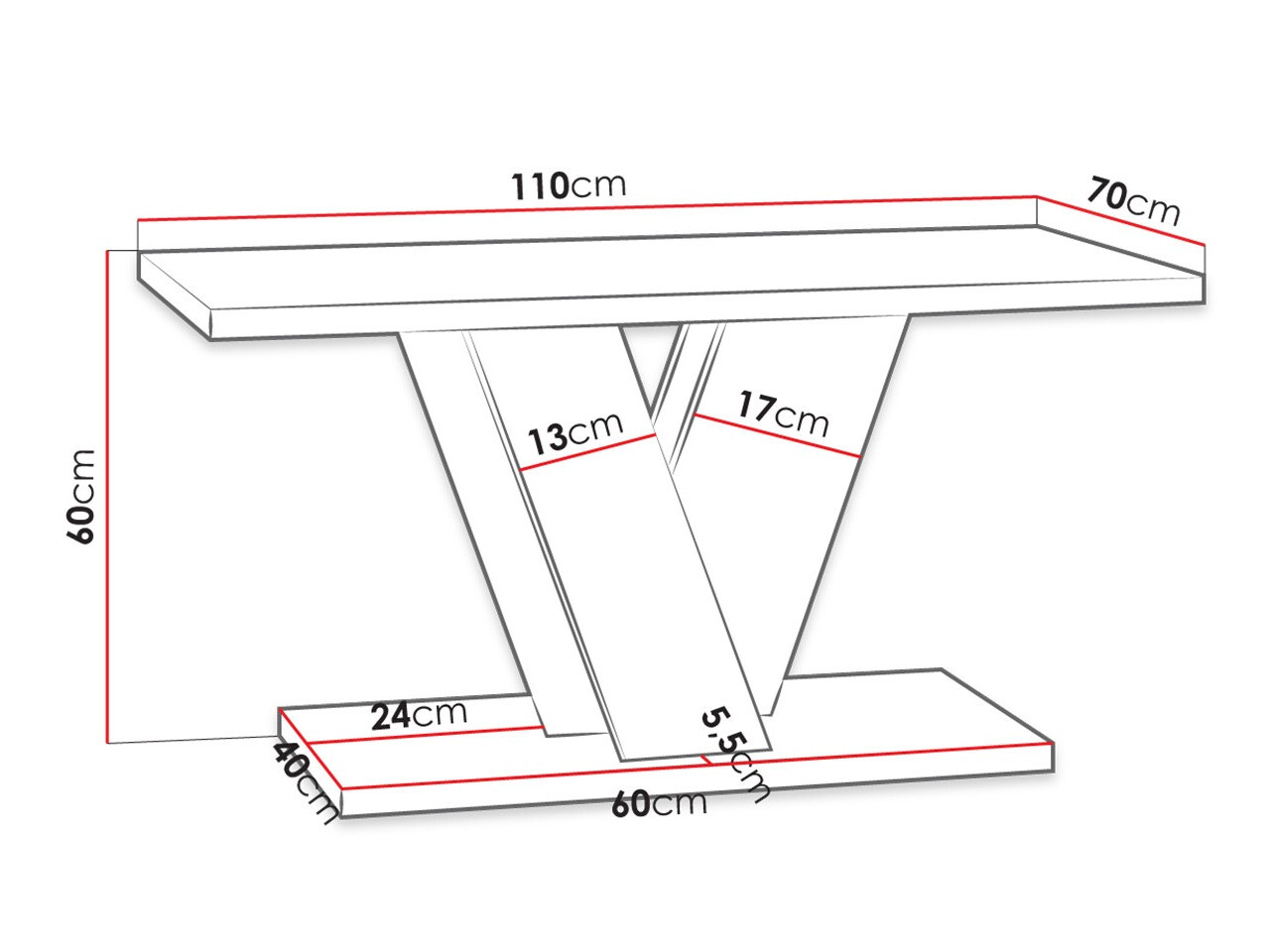 Dohányzóasztal Goodyear 128 (Fényes fehér + Szürke)