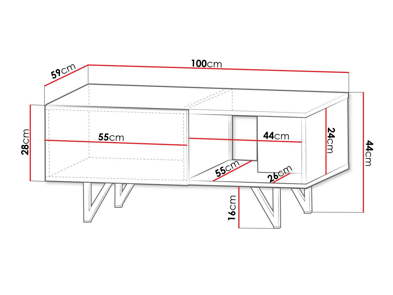 Dohányzóasztal Mavmave 104 (Fehér + Fényes fehér)