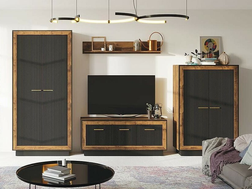 Gardróbszekrény Reno H100 (Sötét tölgy + Fekete)