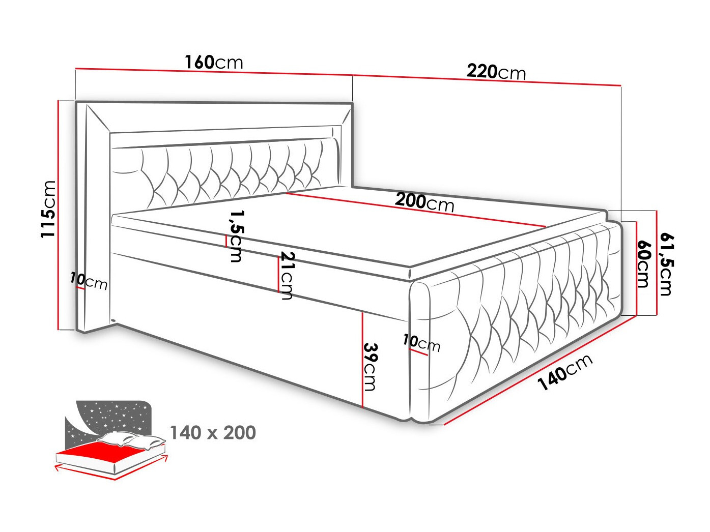 Kontinentális ágy Nashville 123