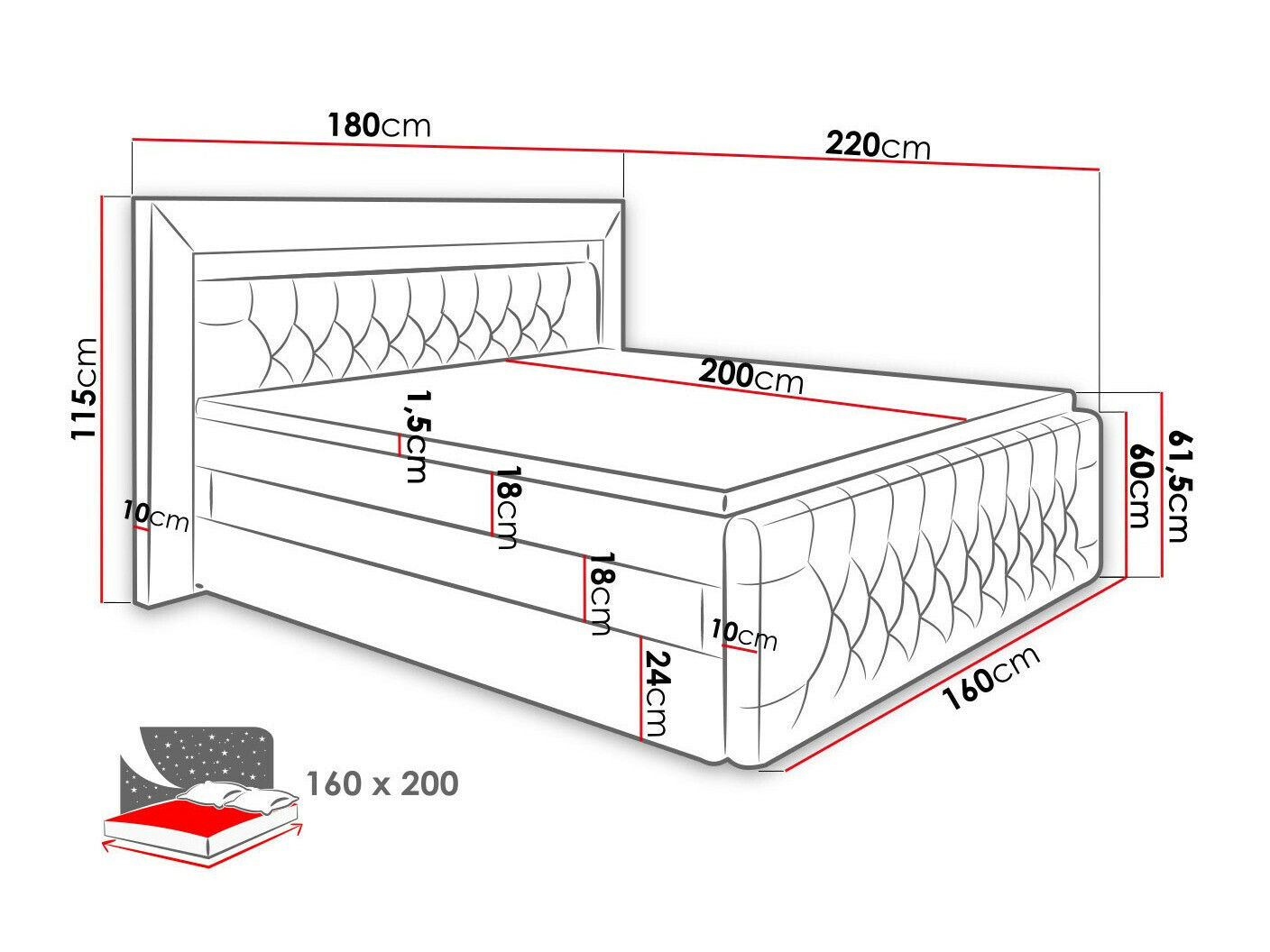 Kontinentális ágy Nashville 124