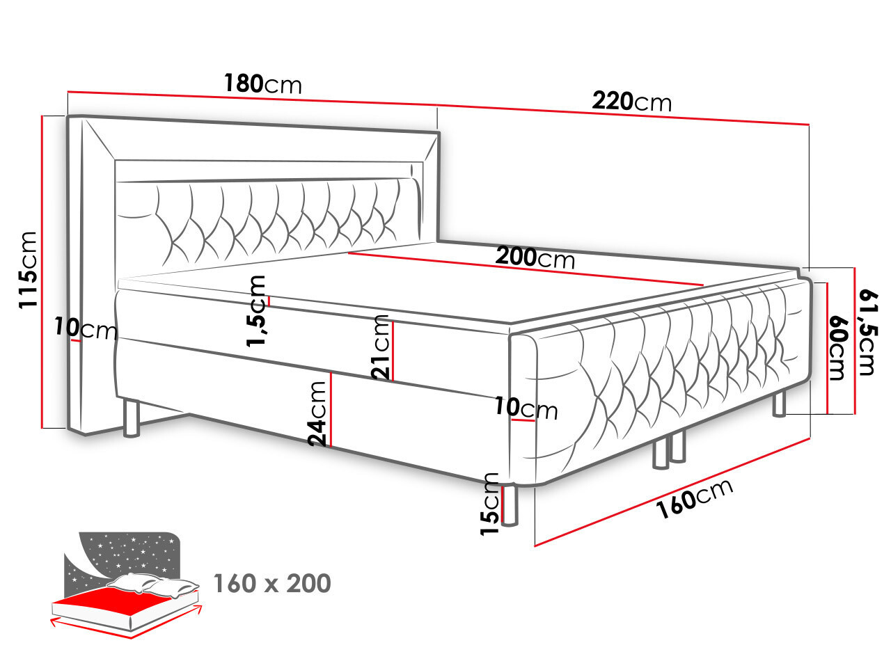 Kontinentális ágy Nashville 126