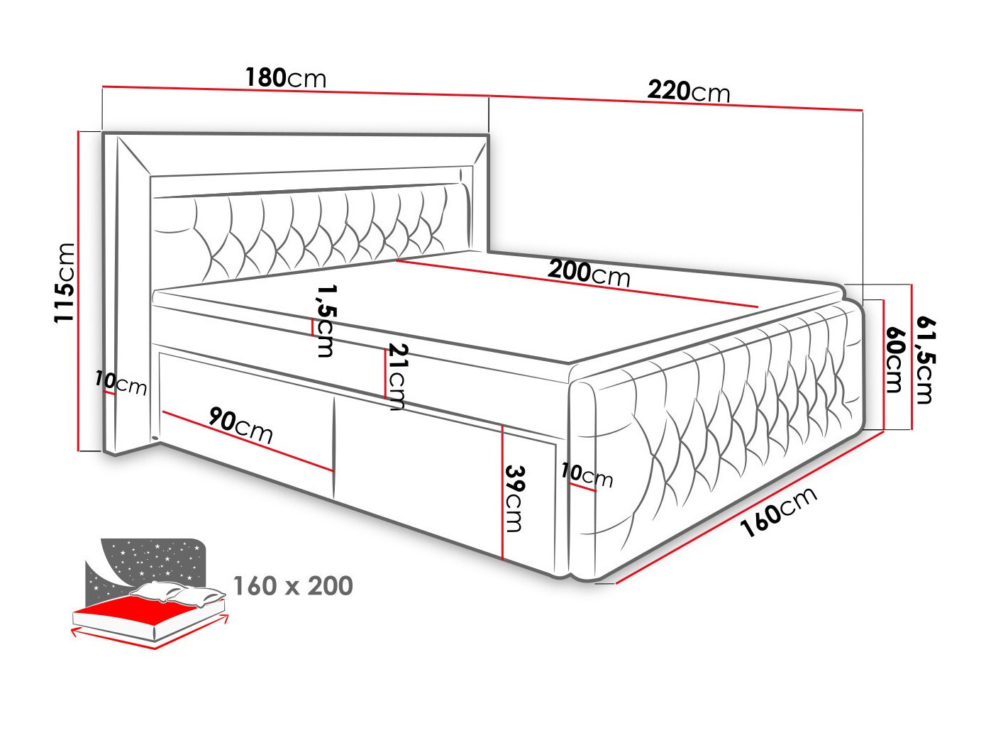 Kontinentális ágy Nashville 131