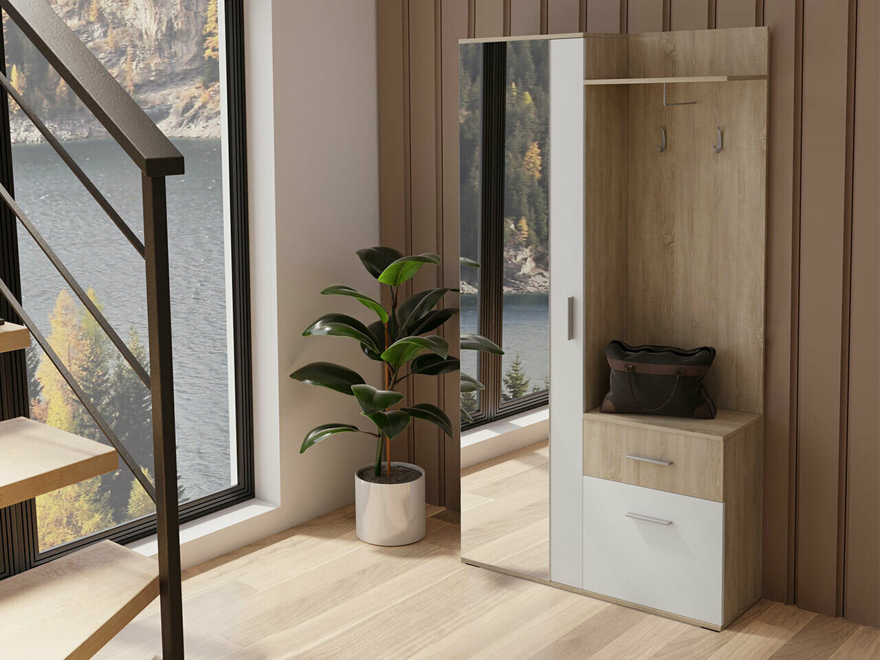 Előszoba garnitúra Pavo (Sonoma tölgy + Fehér)