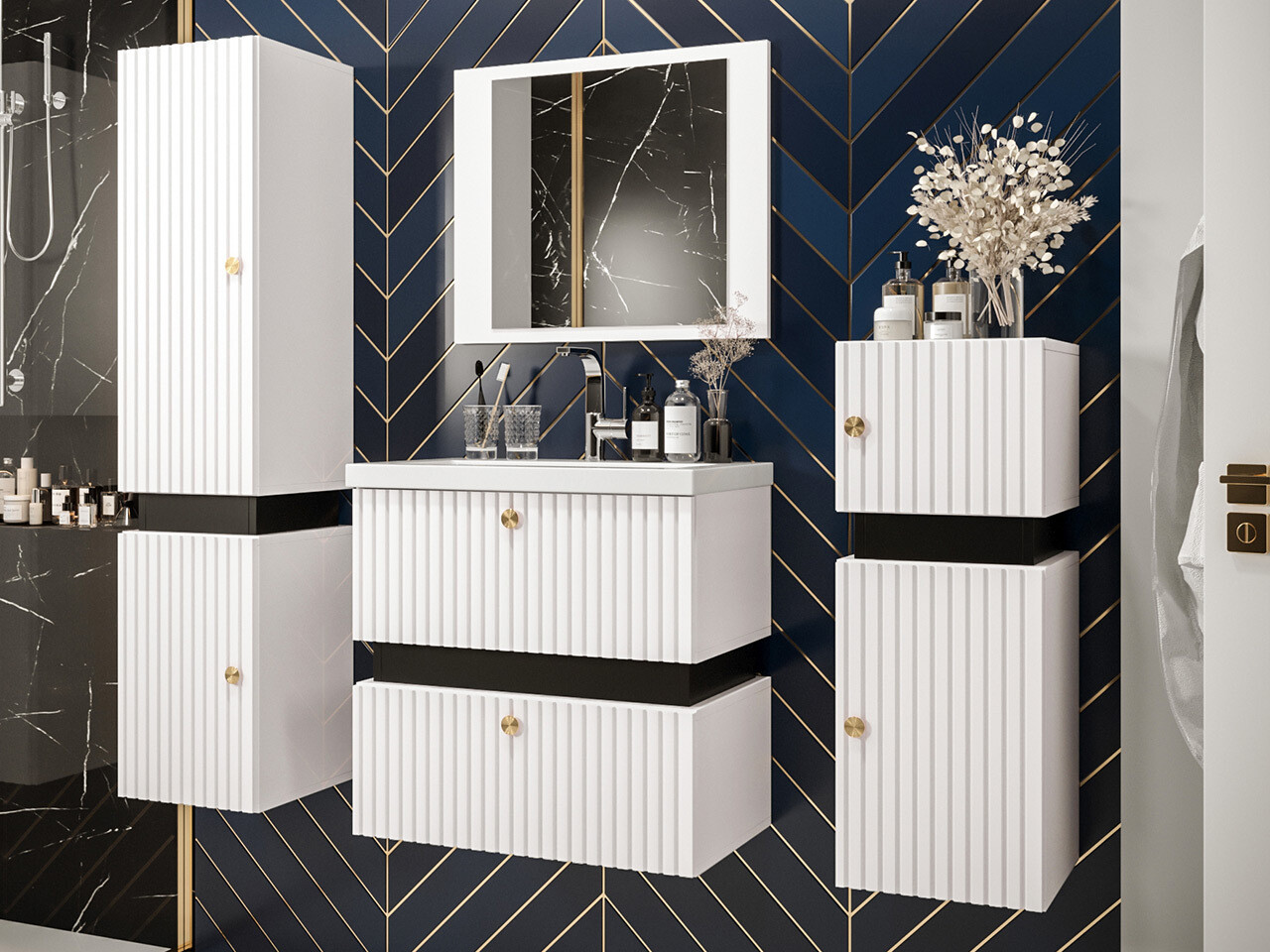 Fürdőszoba garnitúra Hartford K103 (Fehér + Fekete)