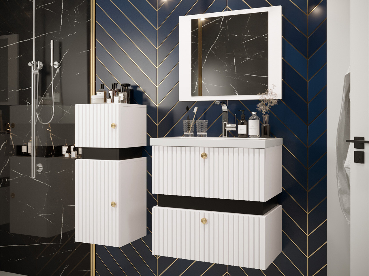 Fürdőszoba garnitúra Hartford K107 (Fehér + Fekete)