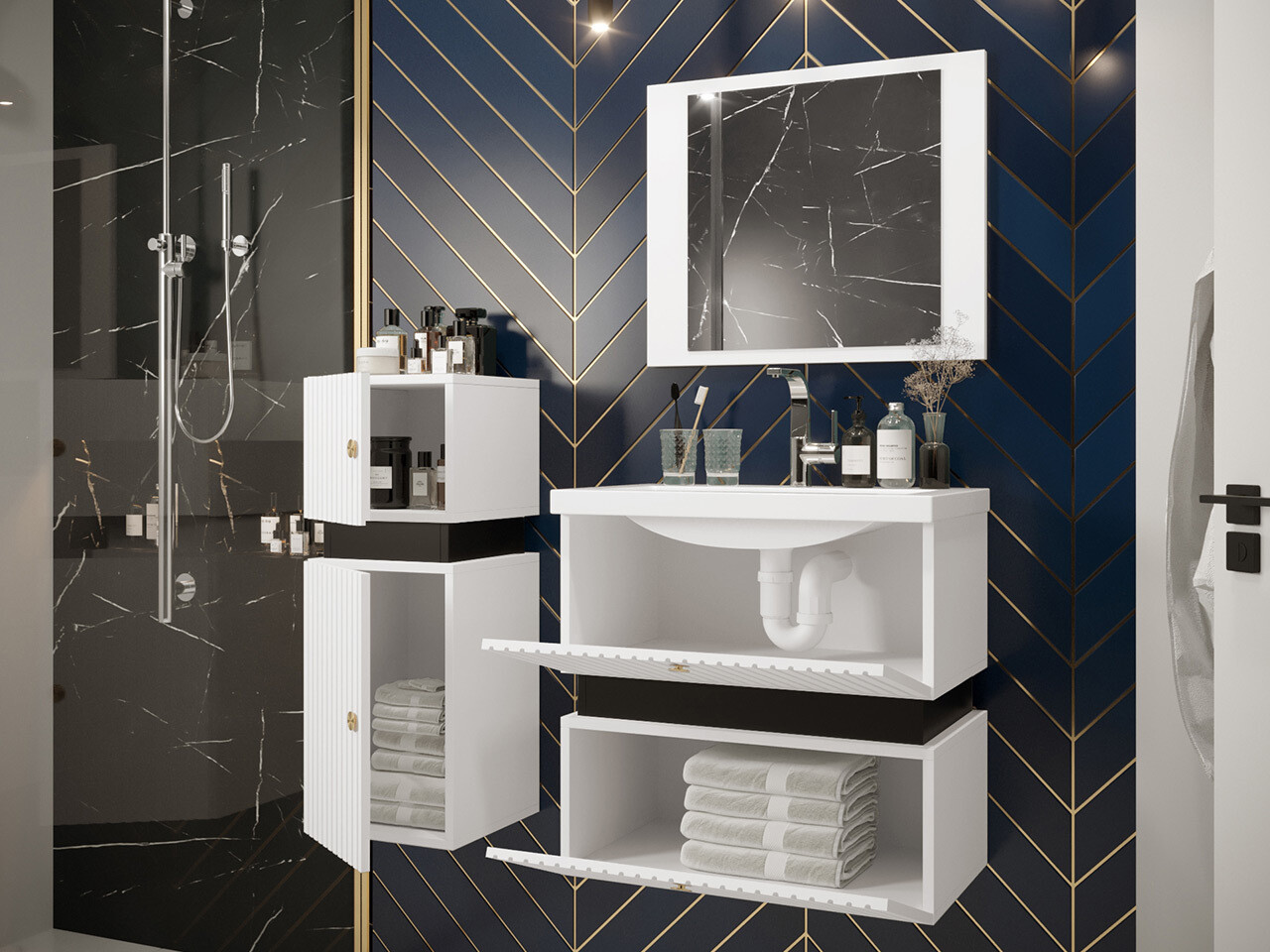 Fürdőszoba garnitúra Hartford K107 (Fehér + Fekete)