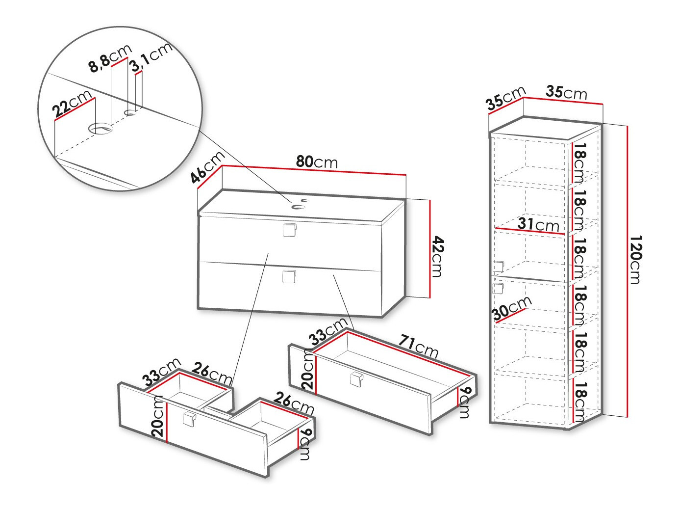 Fürdőszoba garnitúra Orlvera 103 (Szürke)