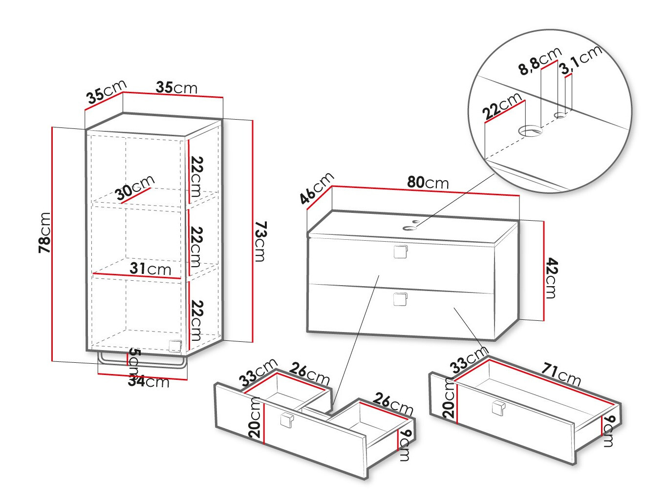 Fürdőszobai garnitúra Orlvera 104 (Fehér)