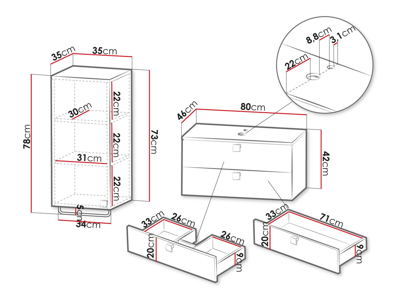 Fürdőszobai garnitúra Orlvera 104 (Fekete)