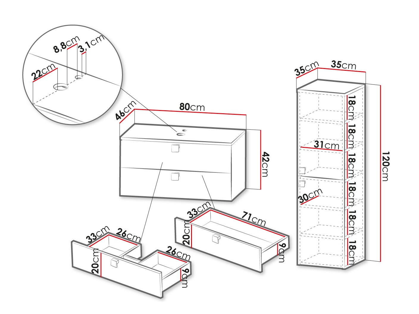 Fürdőszobai garnitúra Panium (Fehér)