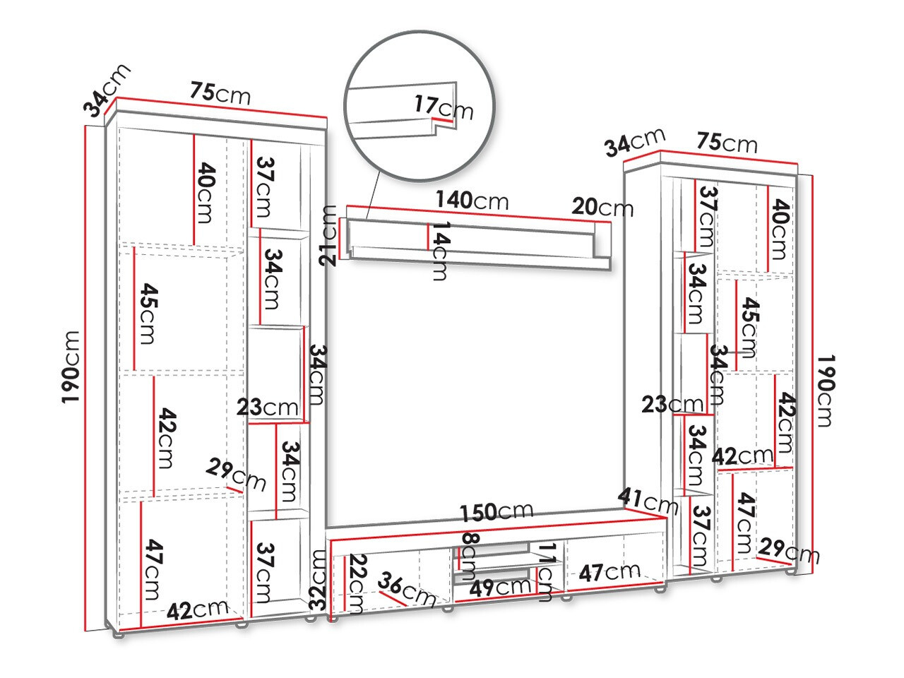 Nappali szett Tucson 107 (Fehér)