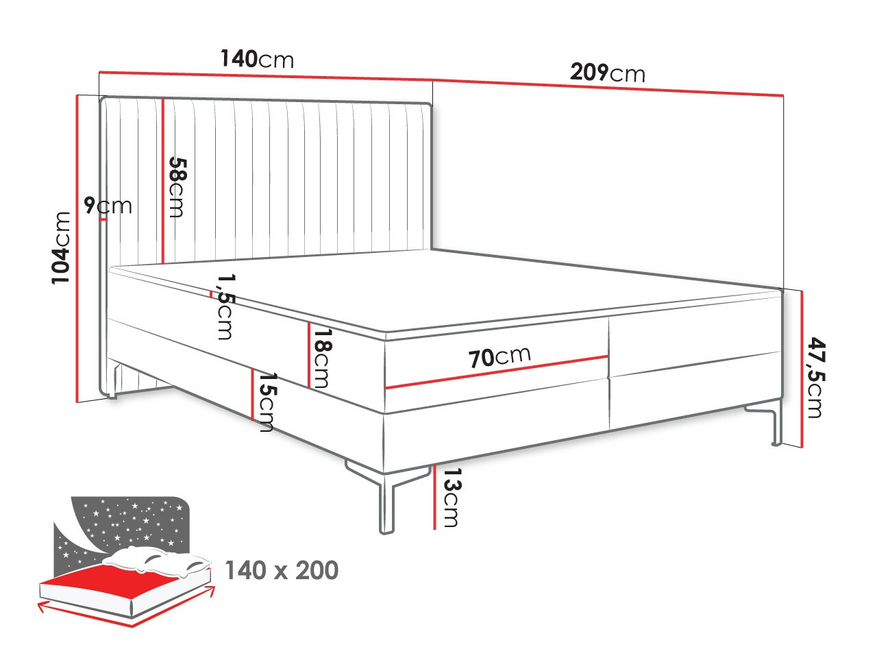 Kontinentális ágy Stamford 109 (Manila 02)