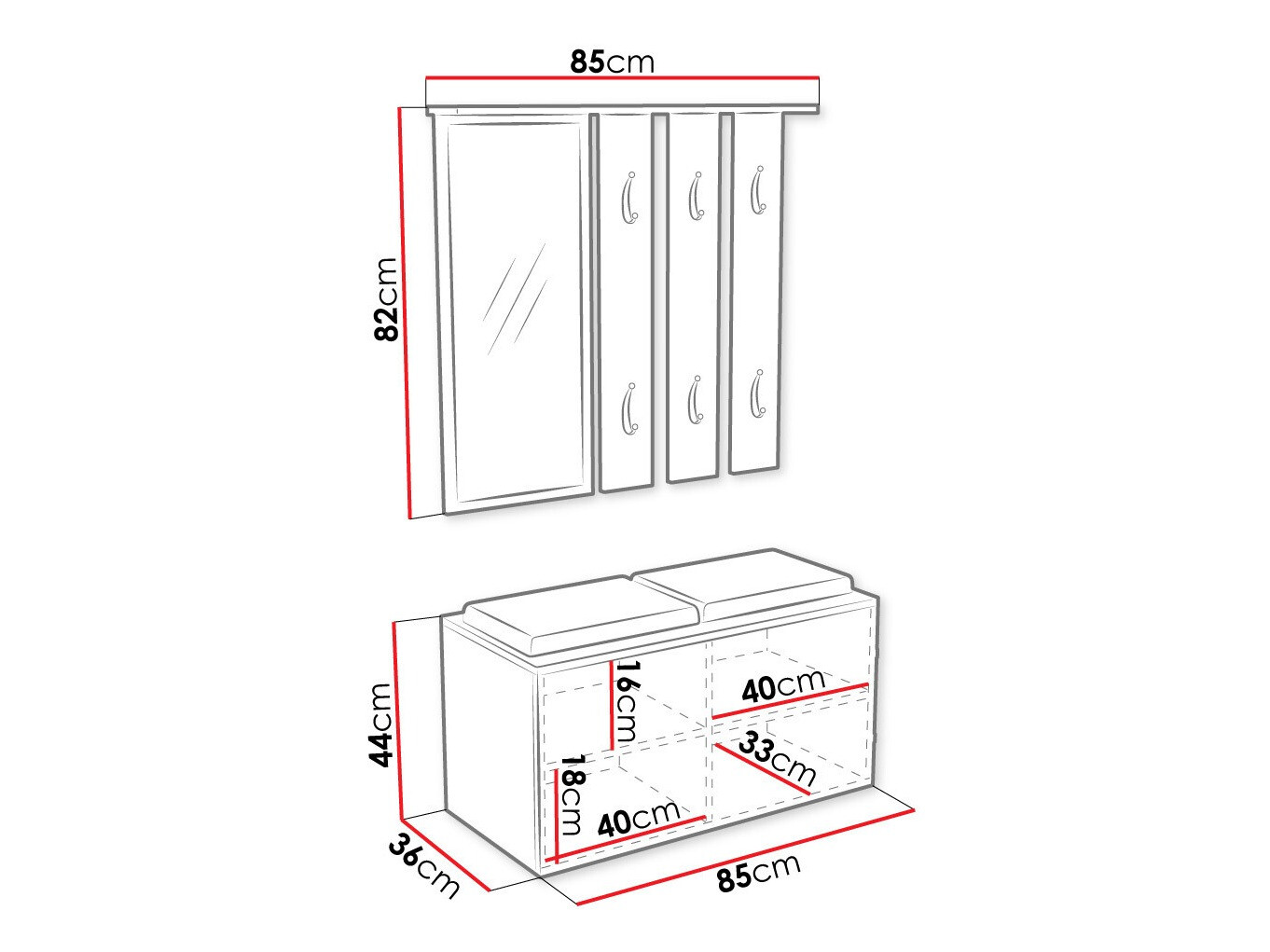 Előszoba garnitúra Ferrus (Fehér)