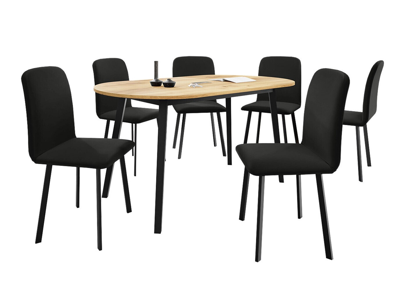 Étkezőgarnitúra Edmond 121 (Kézműves aranytölgy + Fekete)