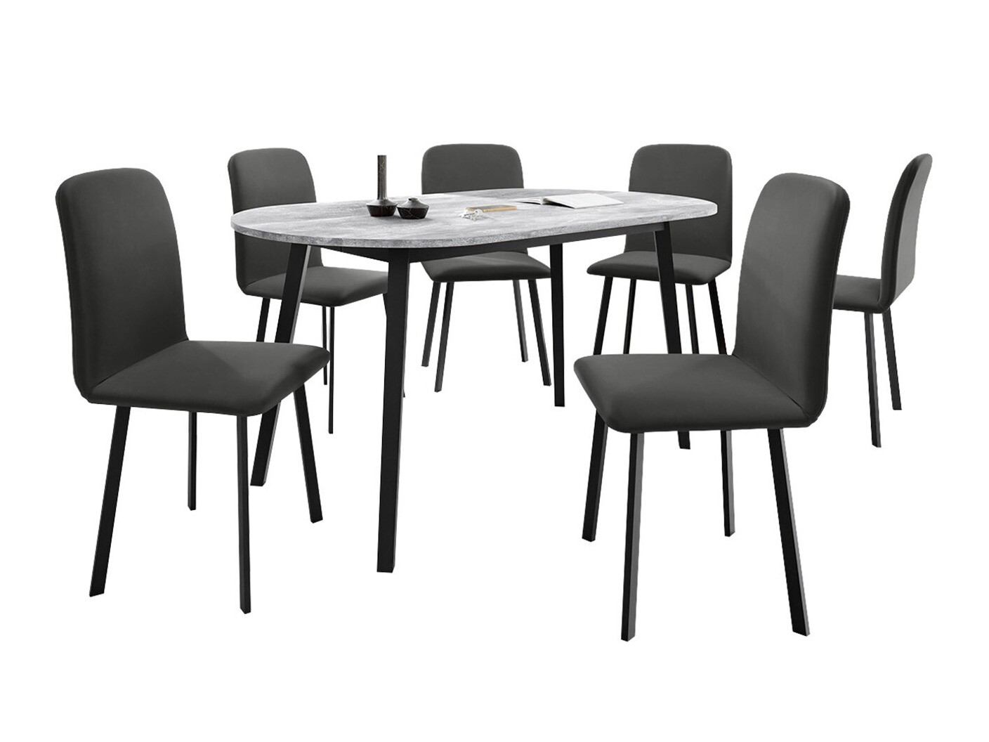 Étkezőgarnitúra Edmond 121 (Szürke márvány + Fekete)