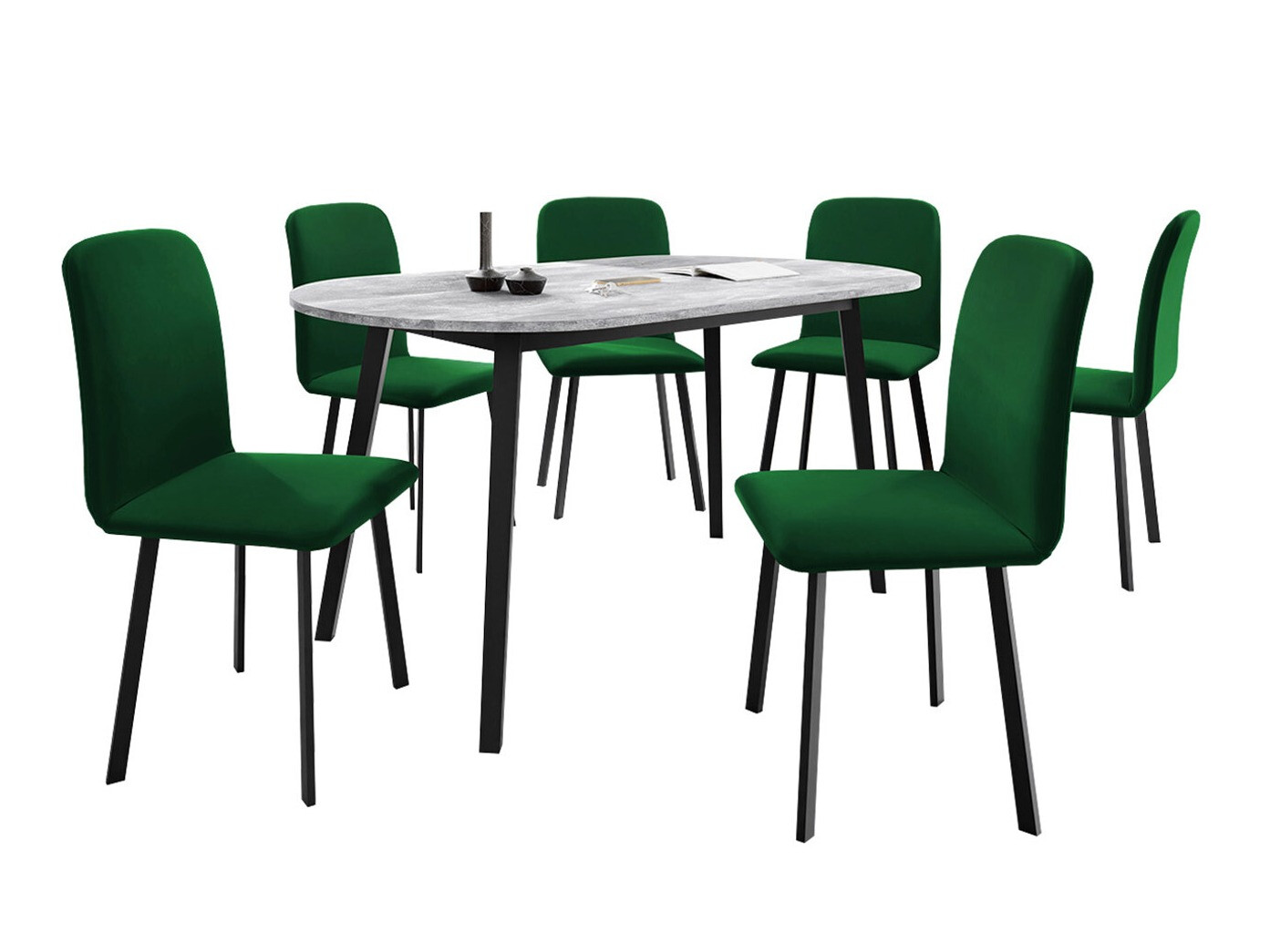 Étkezőgarnitúra Edmond 121 (Szürke márvány + Fekete)