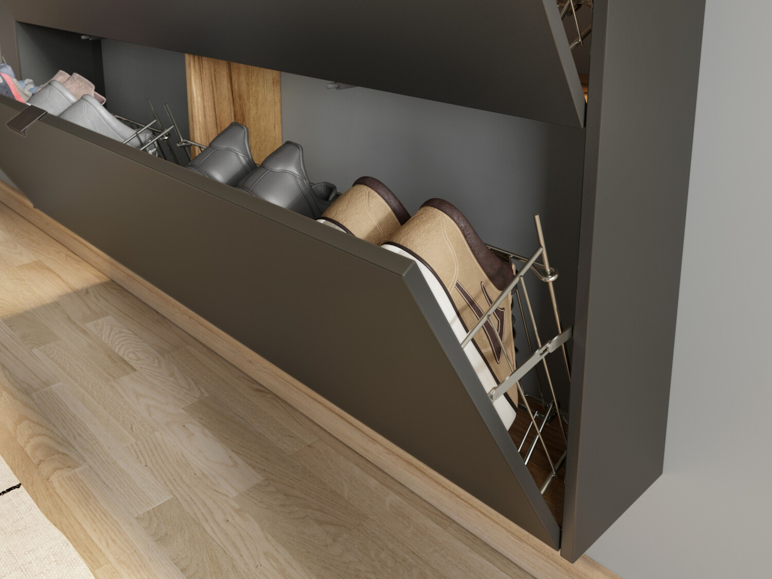 Cipőtároló Cirsale 108 (Grafit + Navarra tölgy)