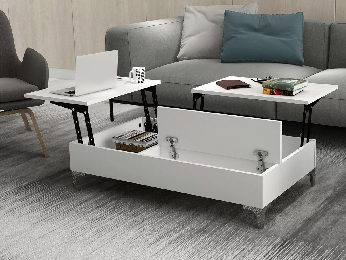 Kihajtható dohányzóasztal Kailua 1296 (Fehér)