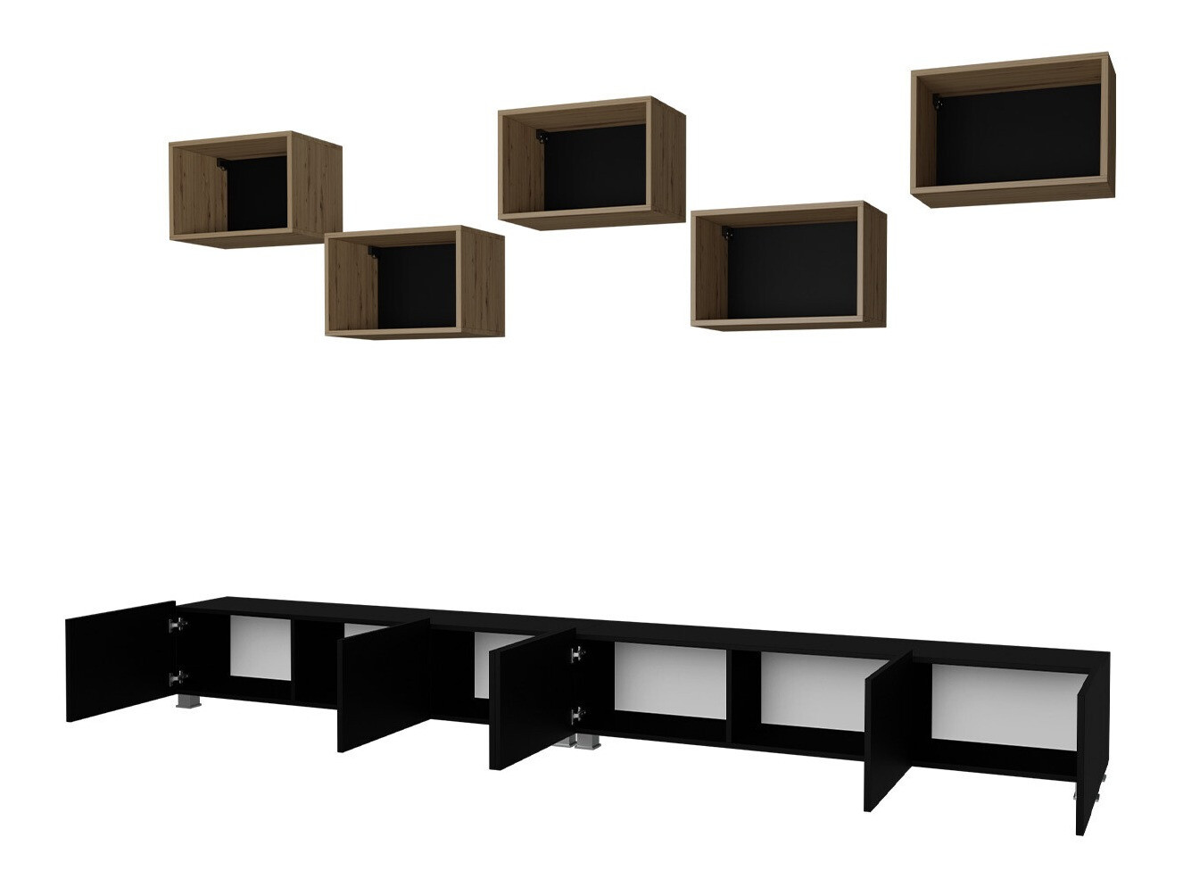 Nappali szett Tivdalu 152 (Fekete + Fényes fekete + Artisan tölgy)