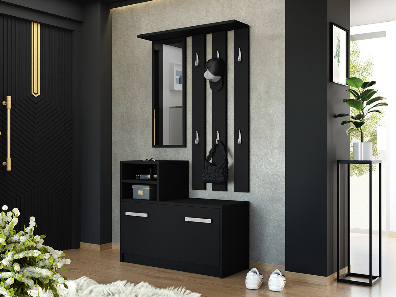 Előszoba garnitúra Candum (Fekete)