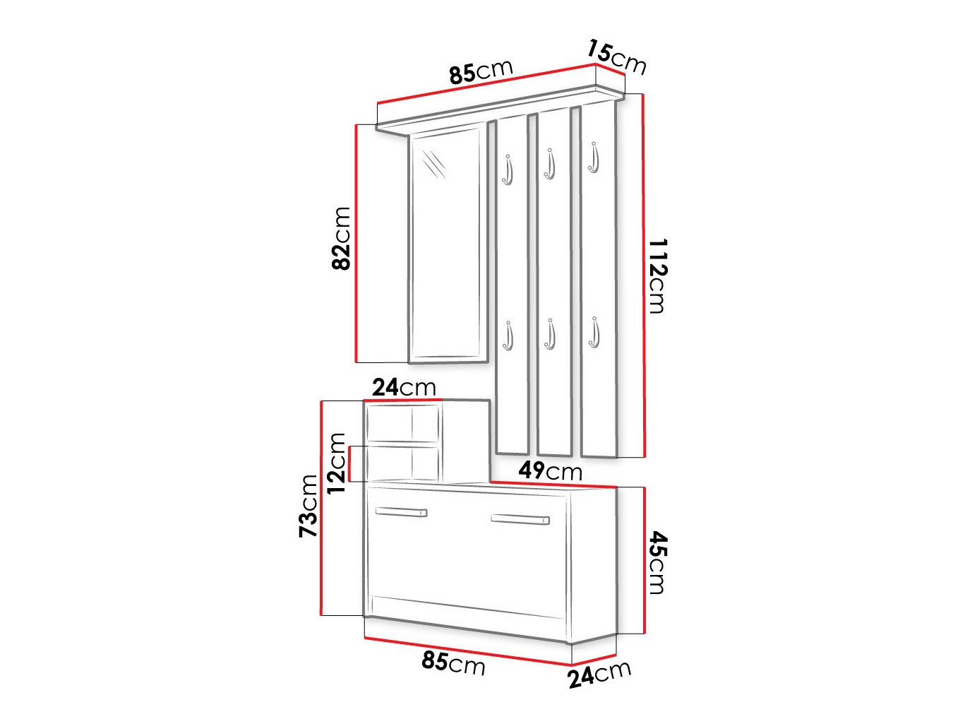 Előszoba garnitúra Candum (Sonoma tölgy)
